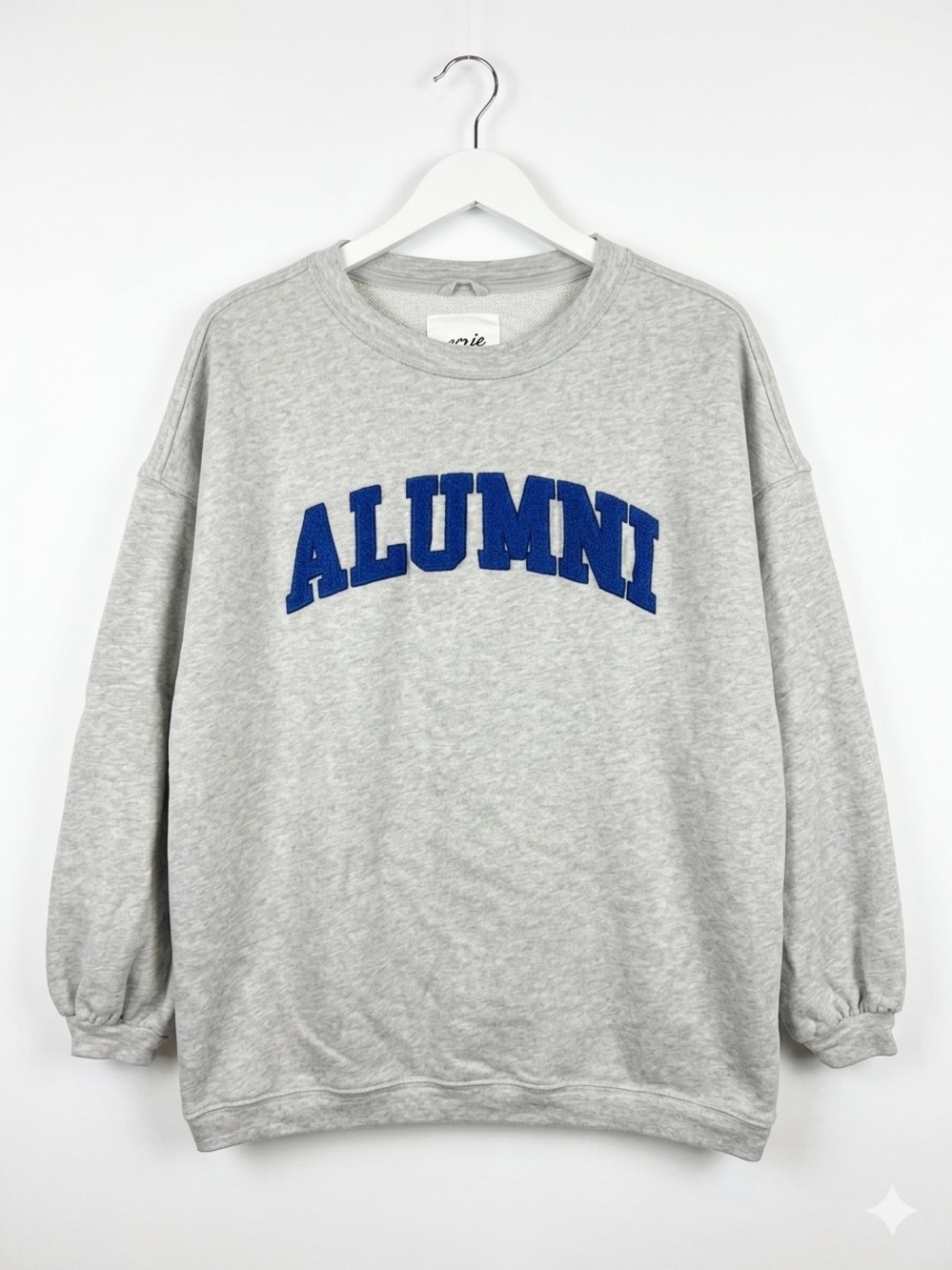 AERIE ALUMNI GRAPHIC SZ S LIGht HEATHER GREY long sleeve FLEECE cotton blend